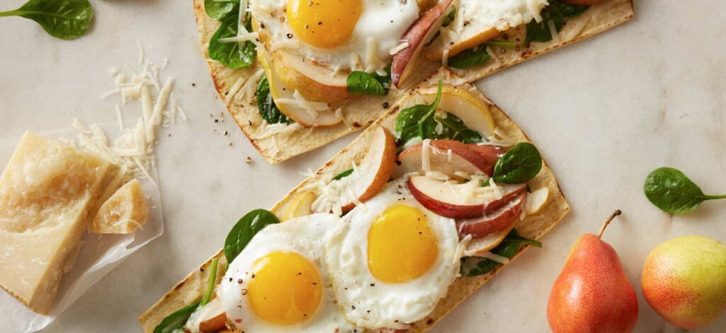 Pear Spinach & Egg Flatbread